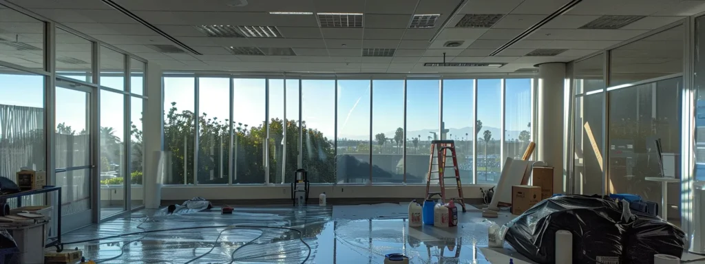 an office window being professionally cleaned in san diego.