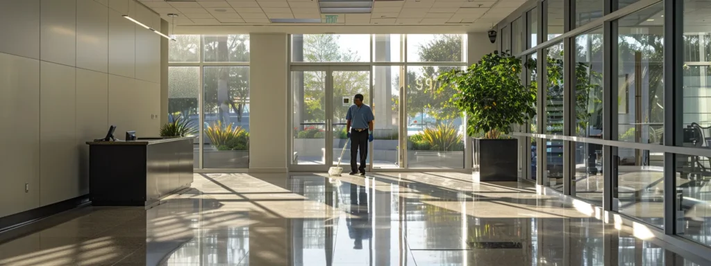 a janitorial worker in san diego cleaning and disinfecting an office space to promote a healthier work environment.